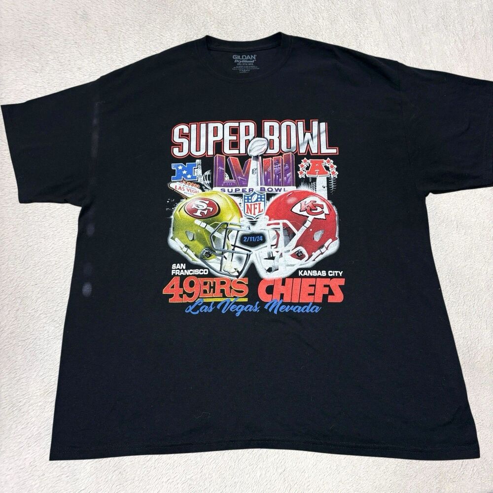 San Francisco 49Ers Vs. Kansas City Chiefs 2024 Super Bowl Shirt Mens 2XL Black